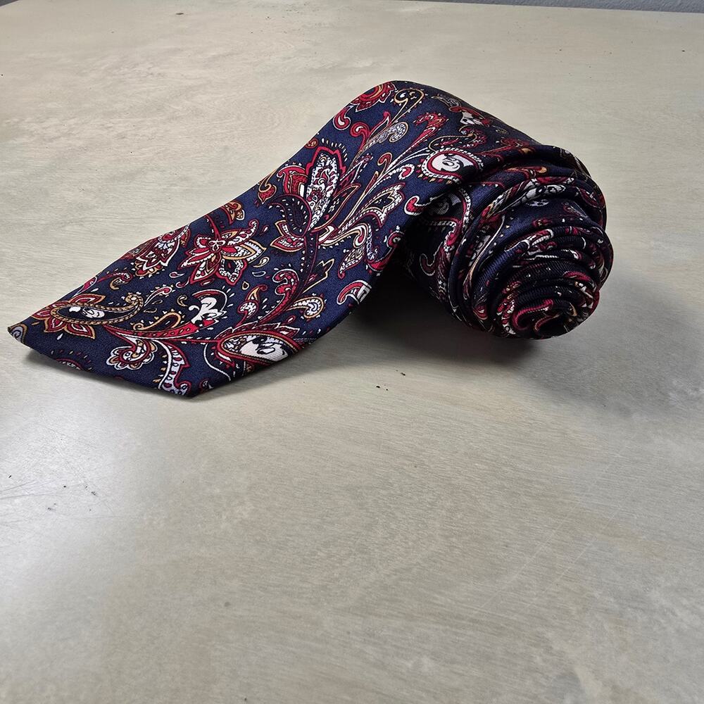 Disney Tie Mickey Mouse Balancine Paisley Blue Vintage Designer Silk Necktie - Picture 8 of 12